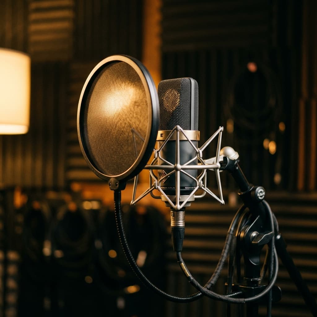 Professional microphone in studio