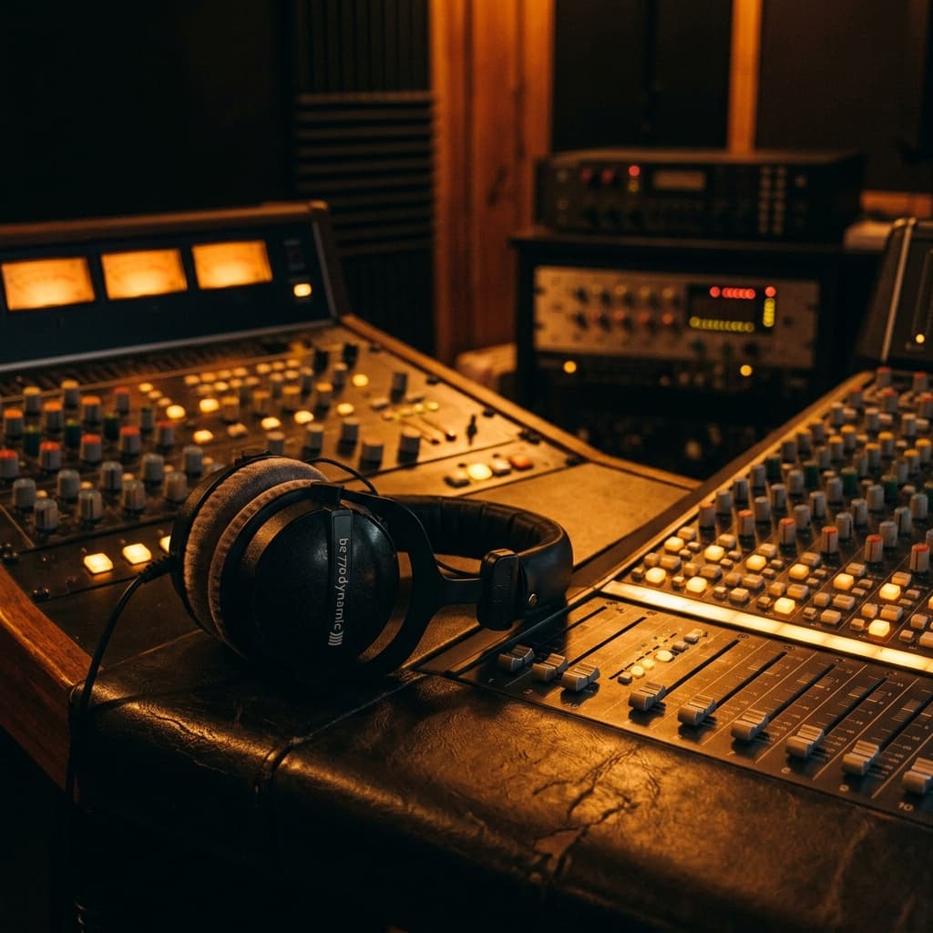 Studio headphones and audio equipment